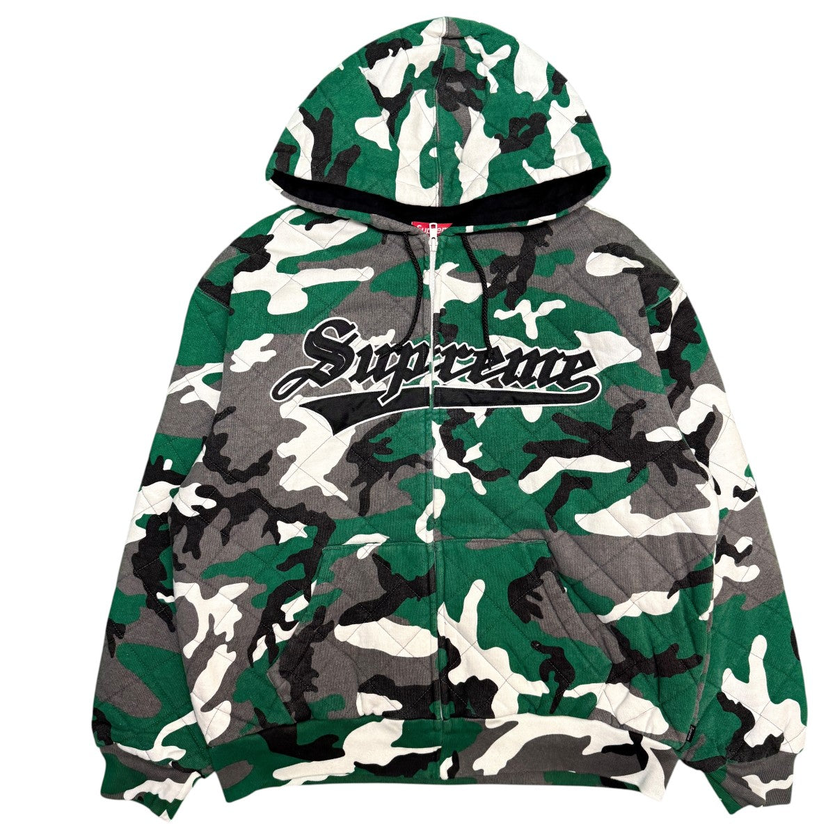 25AW/Quilted Zip Up Hooded Sweatshirt／Green Camo／キルテッドジップアップフーディジャケット