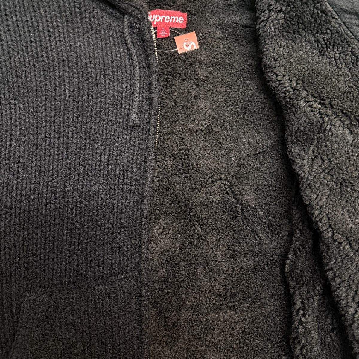 25AW/Faux Shearling Lined Zip Up Hooded Sweater／フォーシアリングラインドジップアップフーデッドセーター
