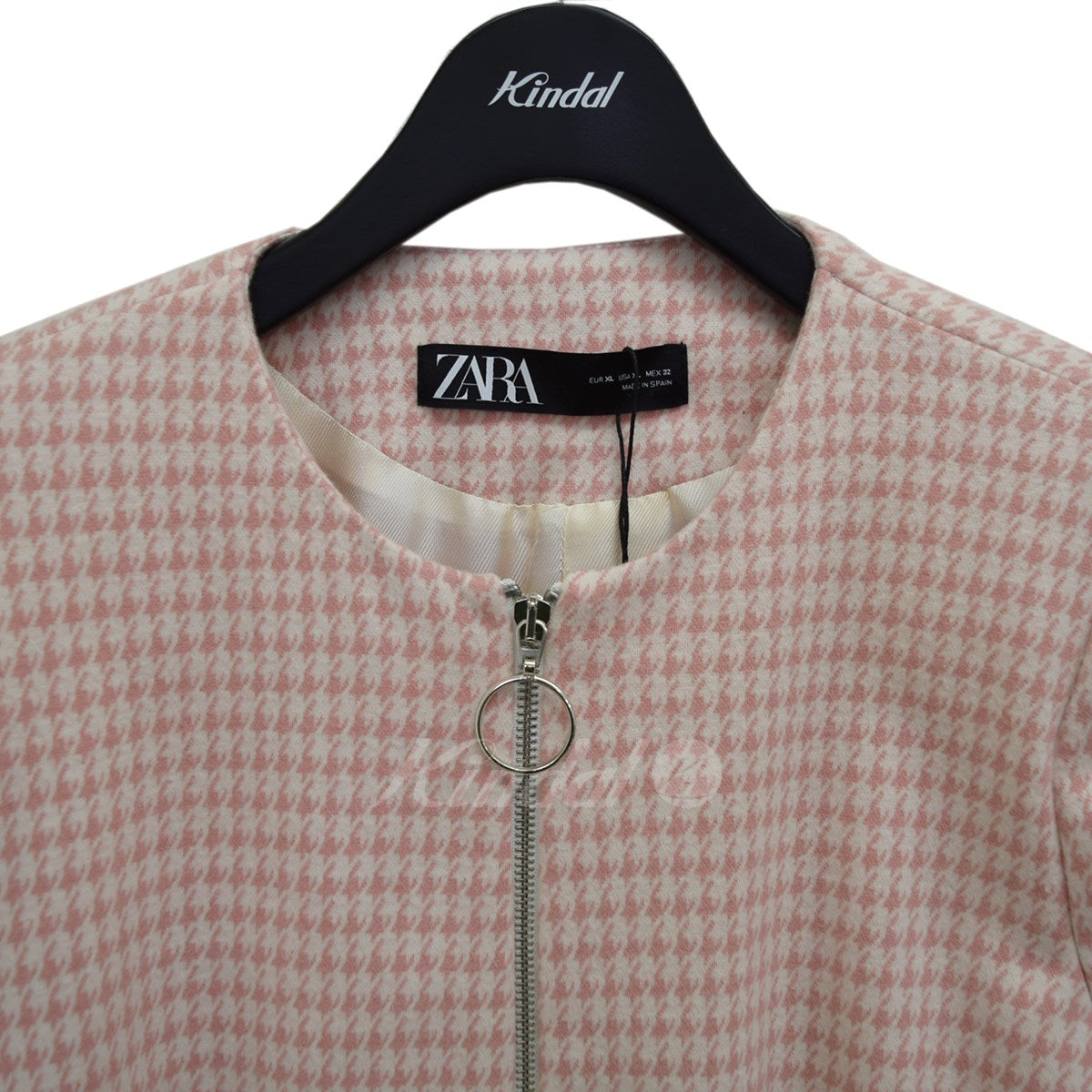 ZARA(ザラ) 千鳥格子ノーカラーコート