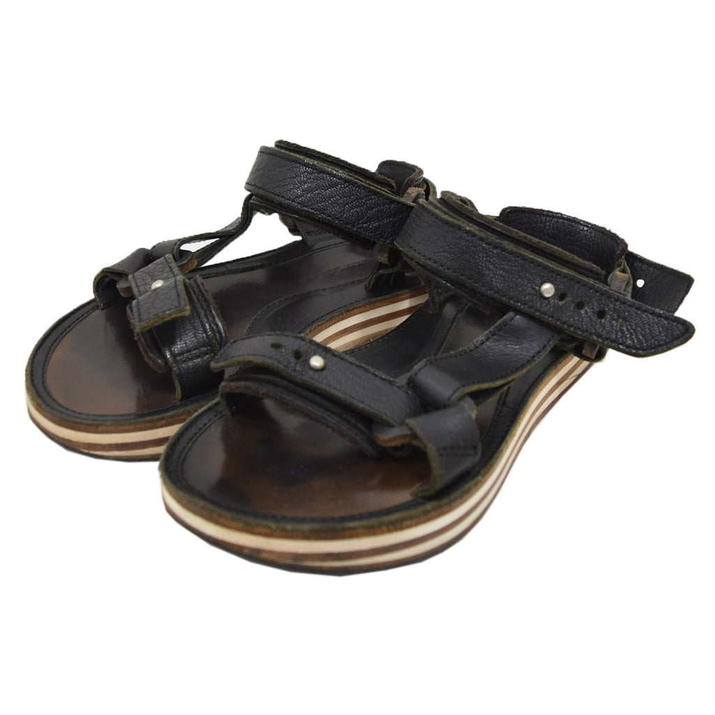 sacai × Hender Scheme レザー ストラップ サンダル 16-02513 ブラック 