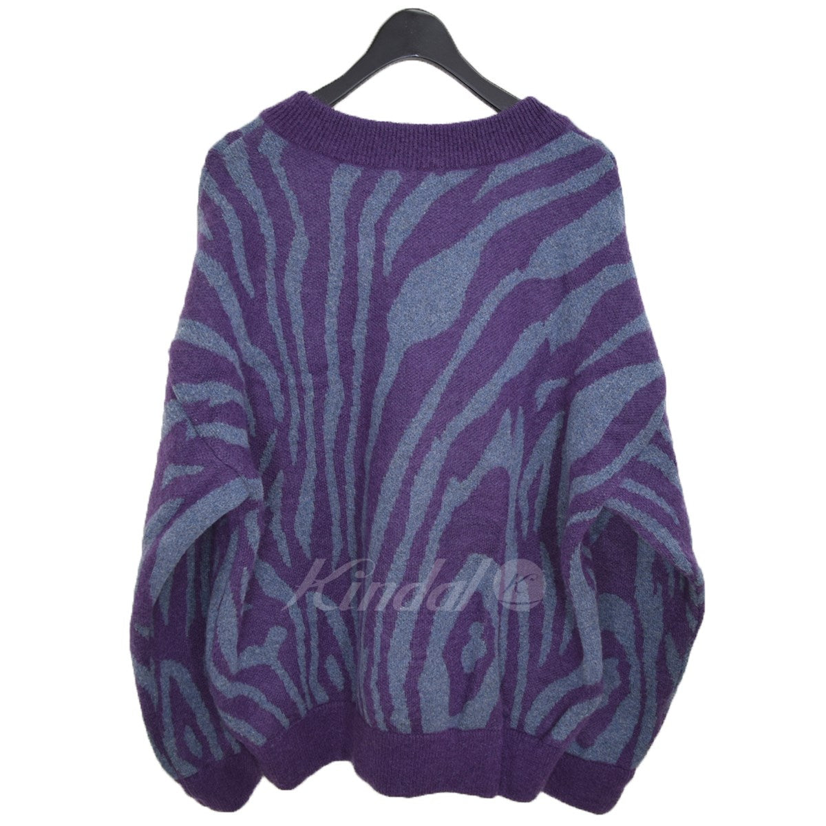 taupe ゼブラニットディジージャガードVネックニット