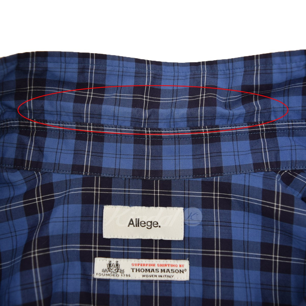 ALLEGE × THOMAS MASON Standard shirt B チェックシャツ ブルー