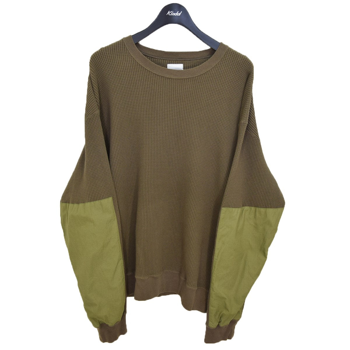 WASHED ELBOW PATCHED WIDE WAFFLE CUT＆SEWNサーマルカットソーUE-202013