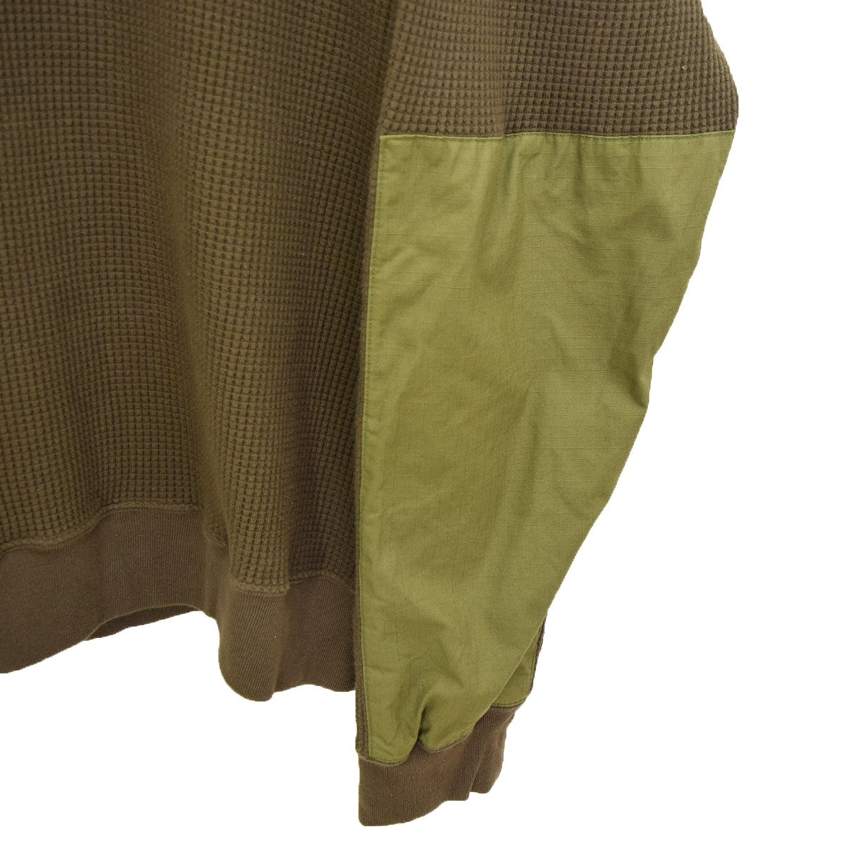 WASHED ELBOW PATCHED WIDE WAFFLE CUT＆SEWNサーマルカットソーUE-202013
