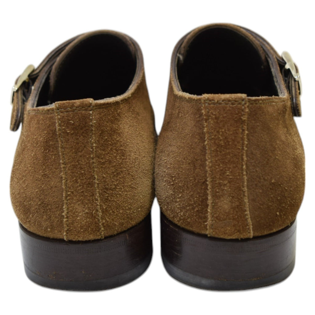 Santoni×BEAMS F スエードダブルモンクストラップシューズ ブラウン 