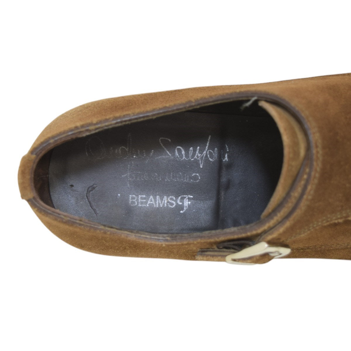 Santoni×BEAMS F スエードダブルモンクストラップシューズ