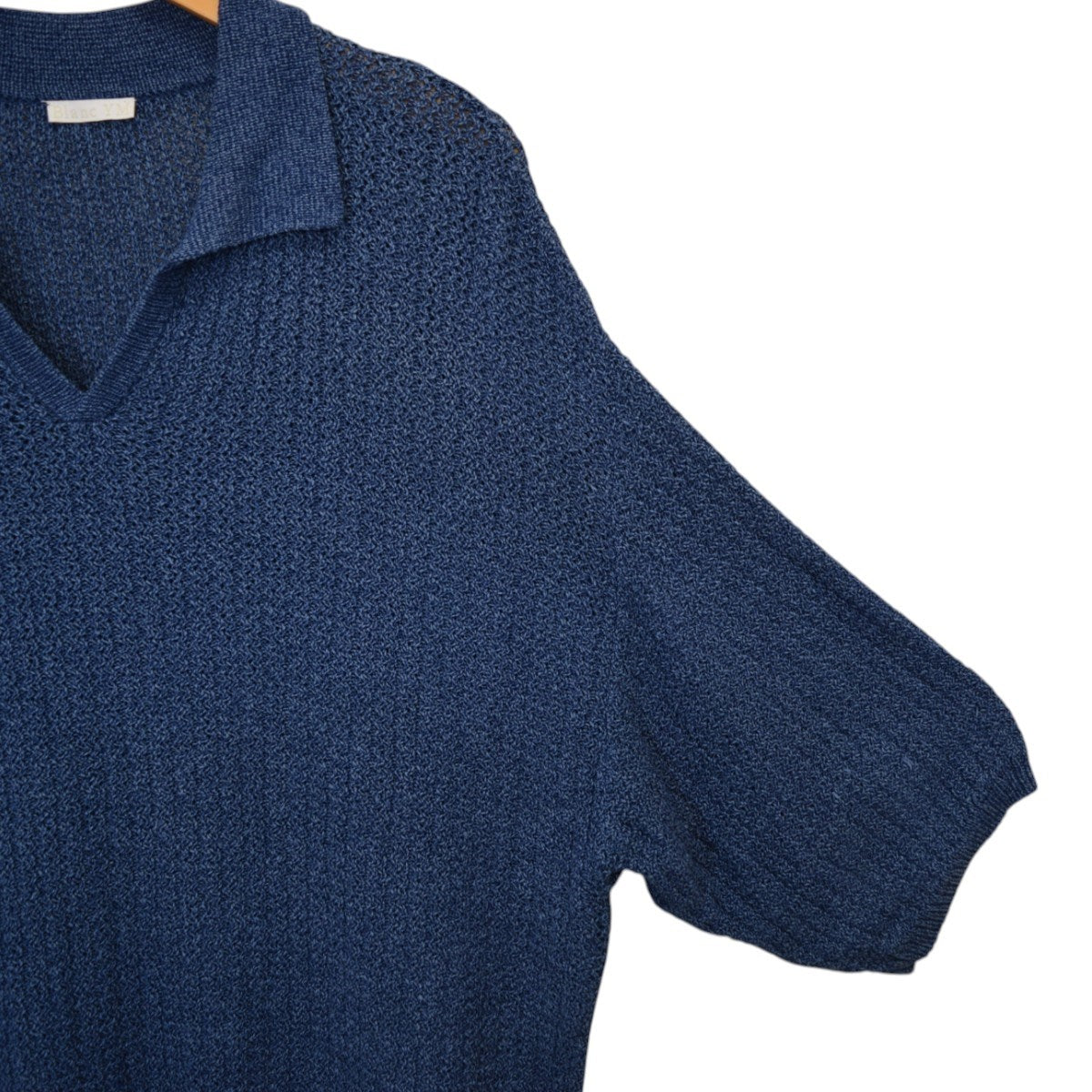 Blanc YM(ブランワイエム) Skipper Knit Shirtスキッパーニット ブルー