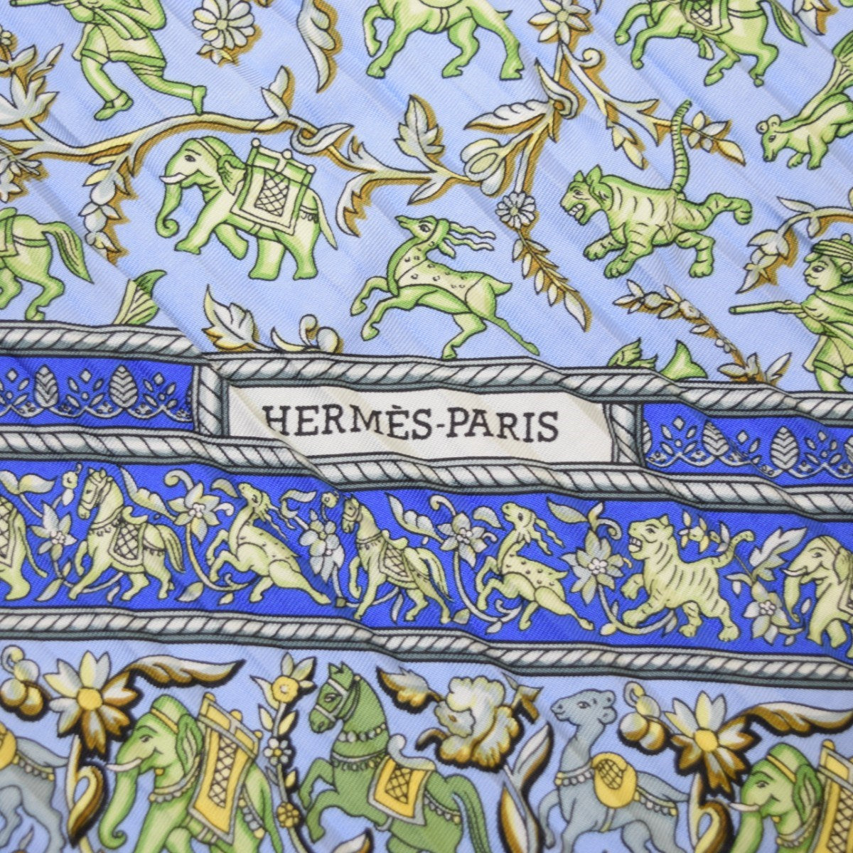 HERMES カレ90プリーツスカーフ CHASSE EN INDE 古着・中古-3枚目のアイテム画像