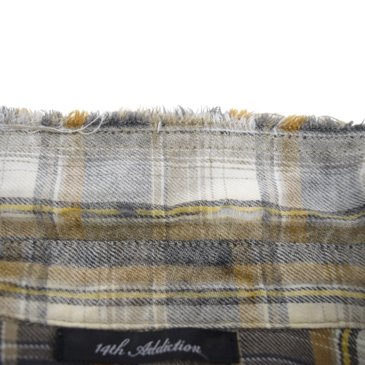 14th Addiction ユーズド・フリンジ加工チェックウエスタンシャツ 古着・中古-5枚目のアイテム画像