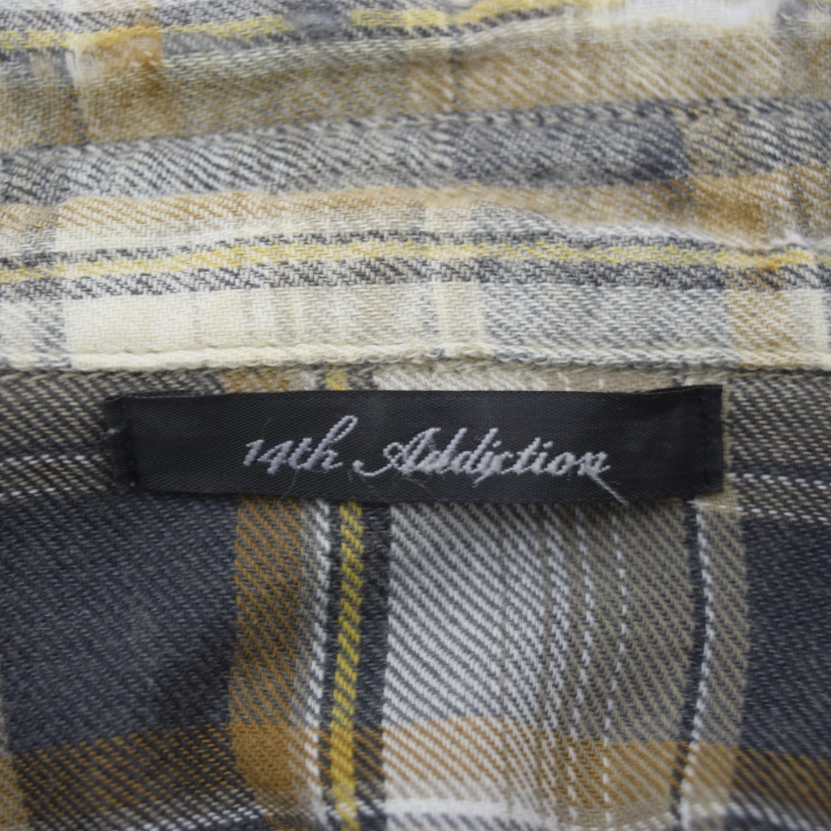 14th Addiction ユーズド・フリンジ加工チェックウエスタンシャツ 古着・中古-6枚目のアイテム画像