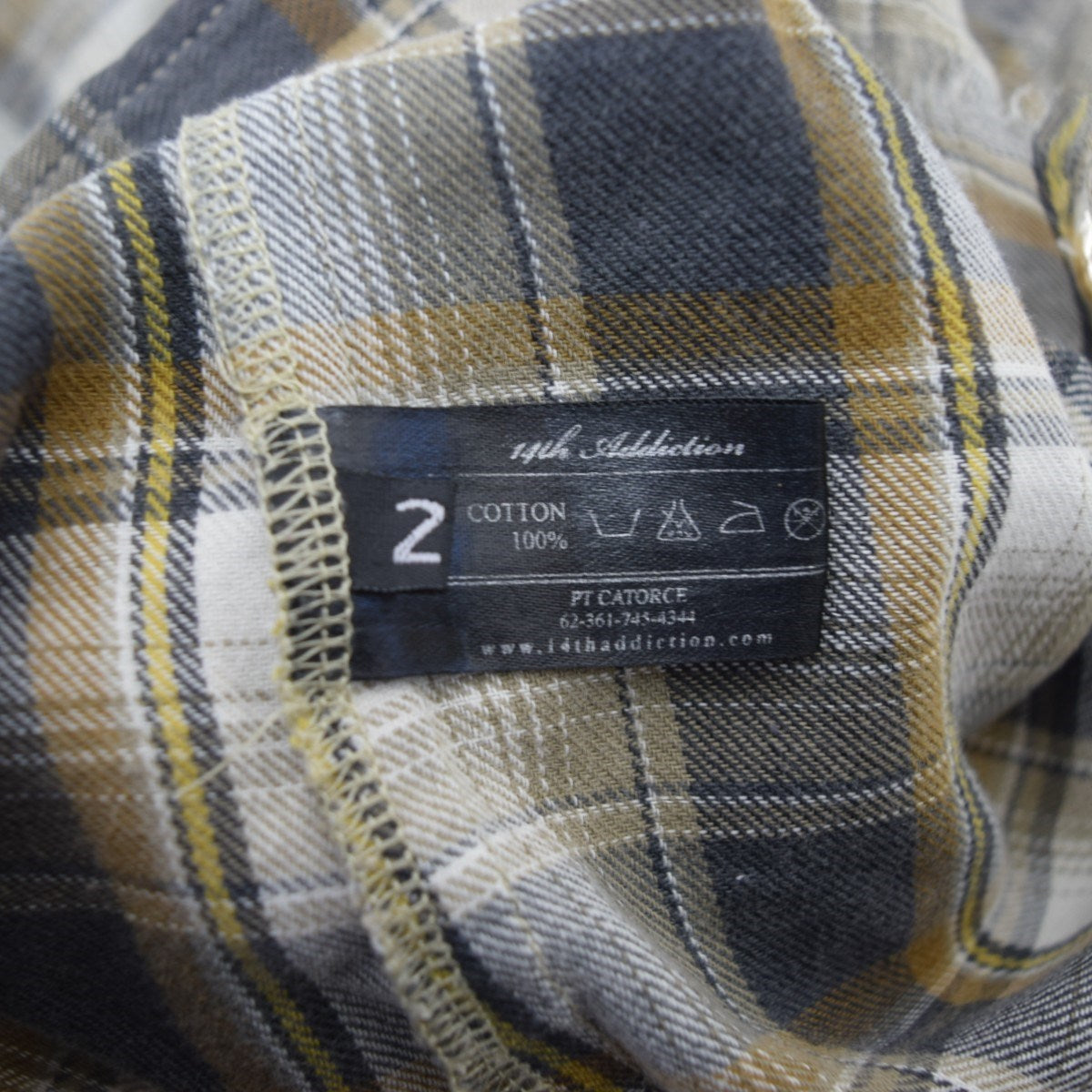 14th Addiction ユーズド・フリンジ加工チェックウエスタンシャツ 古着・中古-7枚目のアイテム画像