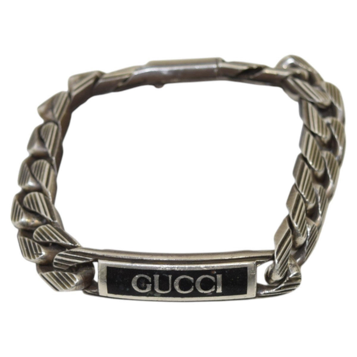 GUCCI(グッチ) スリムエナメルブレスレットシルバーチェーン