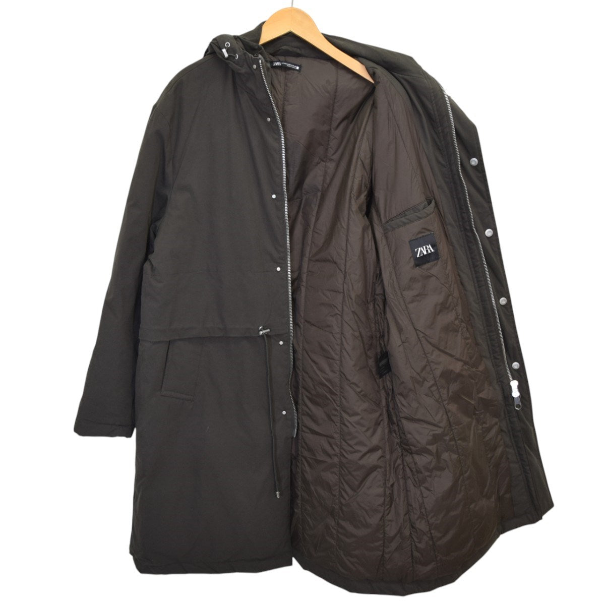 ZARA(ザラ) HOODED PADDED PARKAフーデッド中綿コート カーキ サイズ