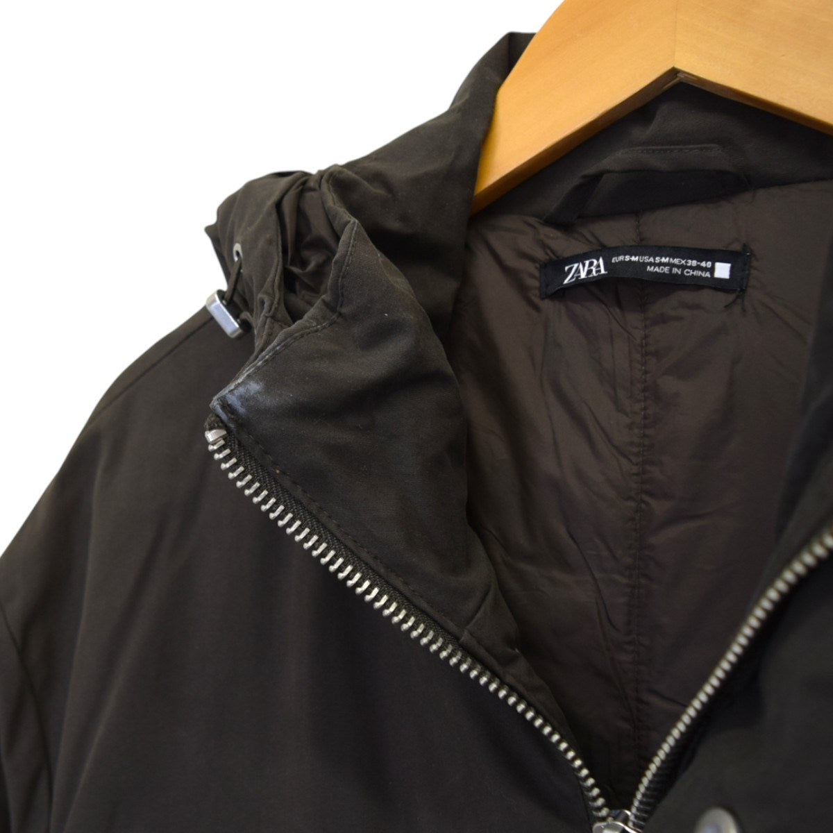 ZARA(ザラ) HOODED PADDED PARKAフーデッド中綿コート カーキ サイズ