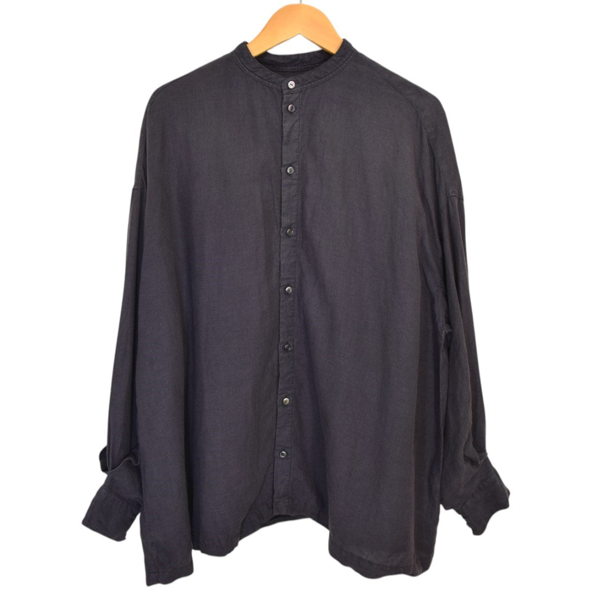 ネストローブ nest Robe リネンバンドカラーワイドシャツ 01223-1051-2 ブラック サイズ：F nest Robe(ネストローブ) リネンバンドカラーワイドシャツ01223