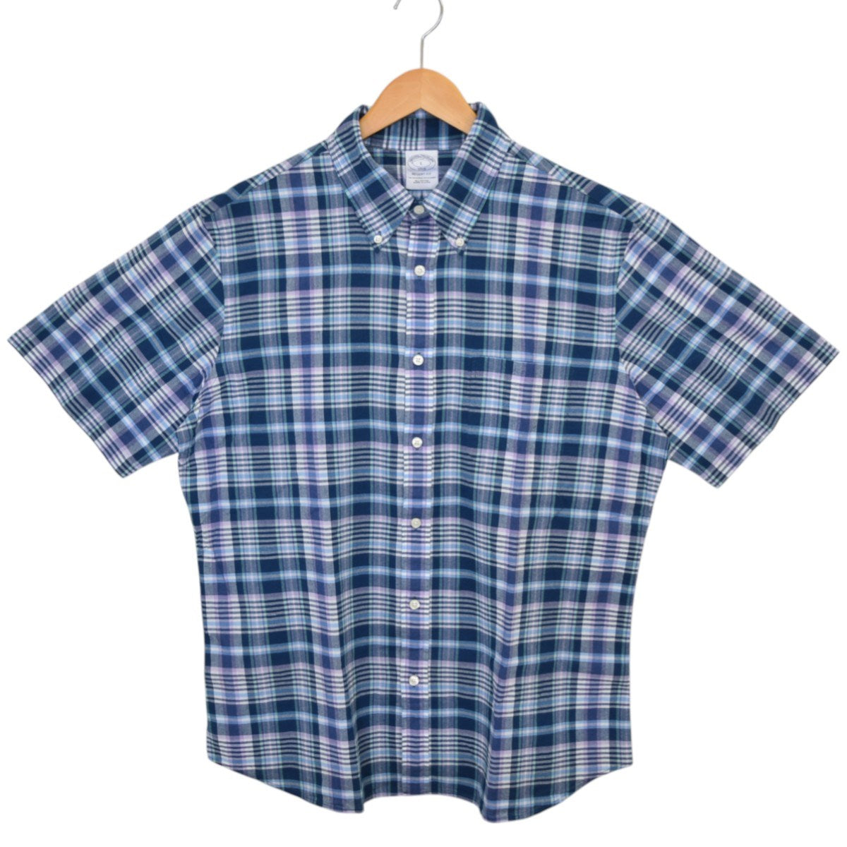 BROOKS BROTHERS ショートスリーブチェックボタンダウンシャツ 古着・中古-1枚目のアイテム画像