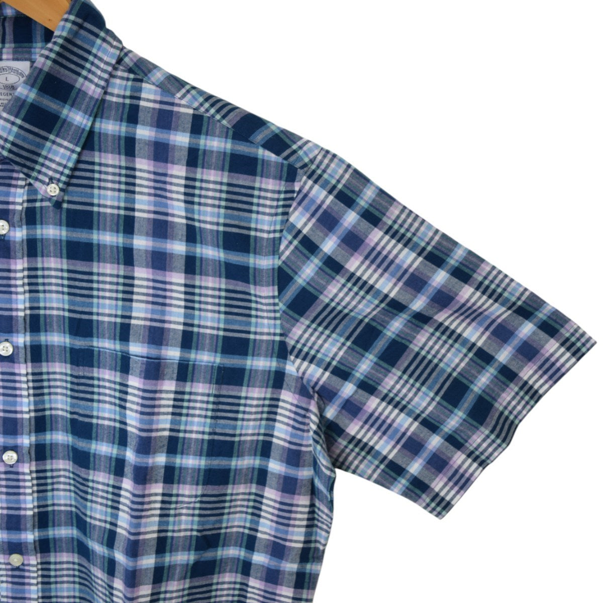 BROOKS BROTHERS ショートスリーブチェックボタンダウンシャツ 古着・中古-4枚目のアイテム画像