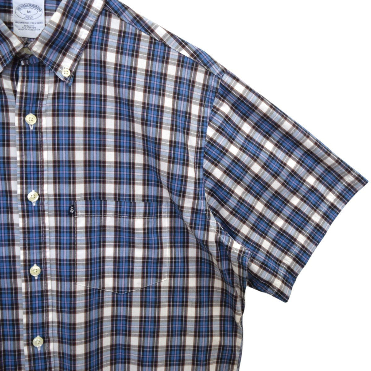 BROOKS BROTHERS ショートスリーブチェックBDシャツ 古着・中古-4枚目のアイテム画像