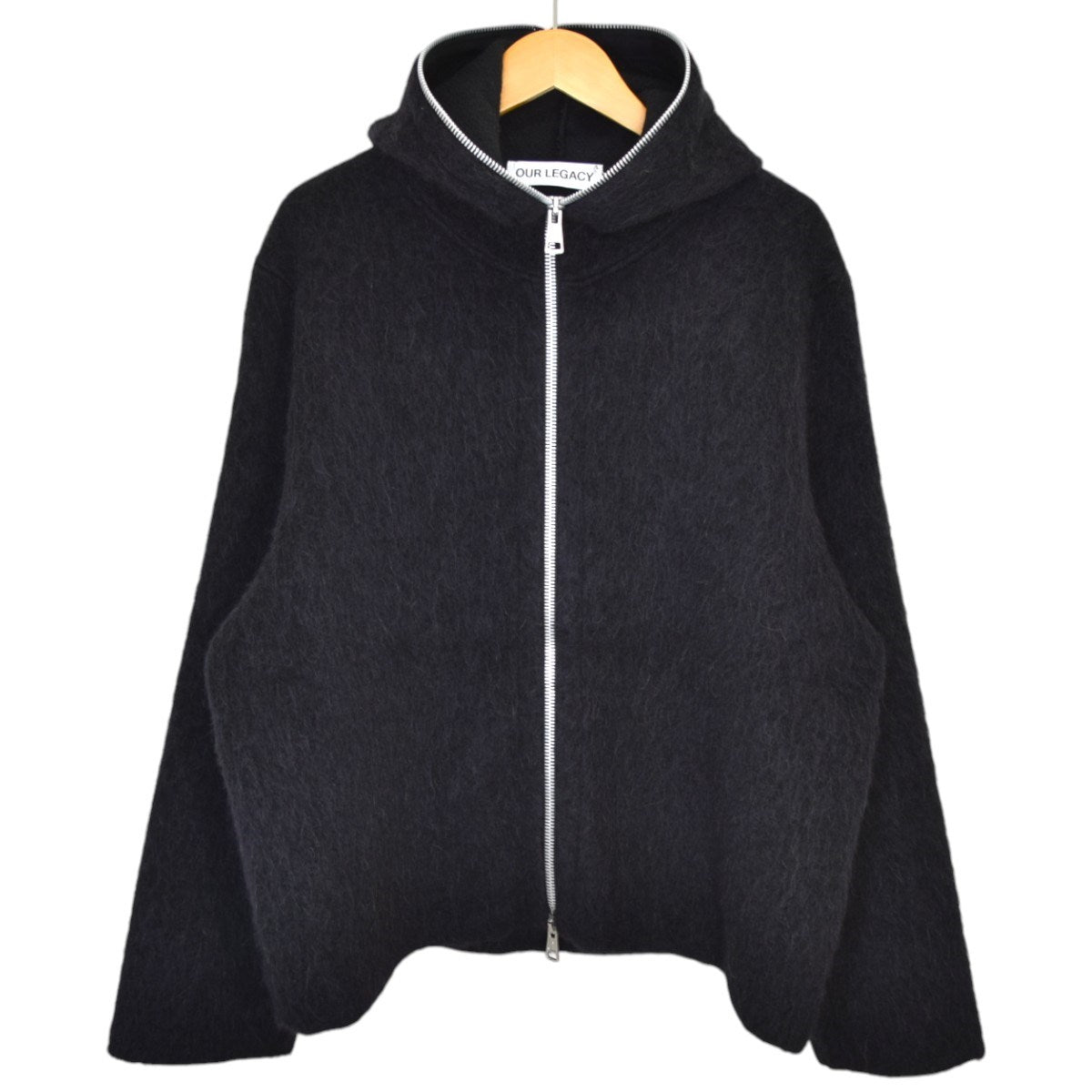 Our Legacy M4243FBH ブラックヘアリーウール パーカー 48 OUR LEGACY(アワーレガシー) FULL ZIP HOODヘアリーウールジップ