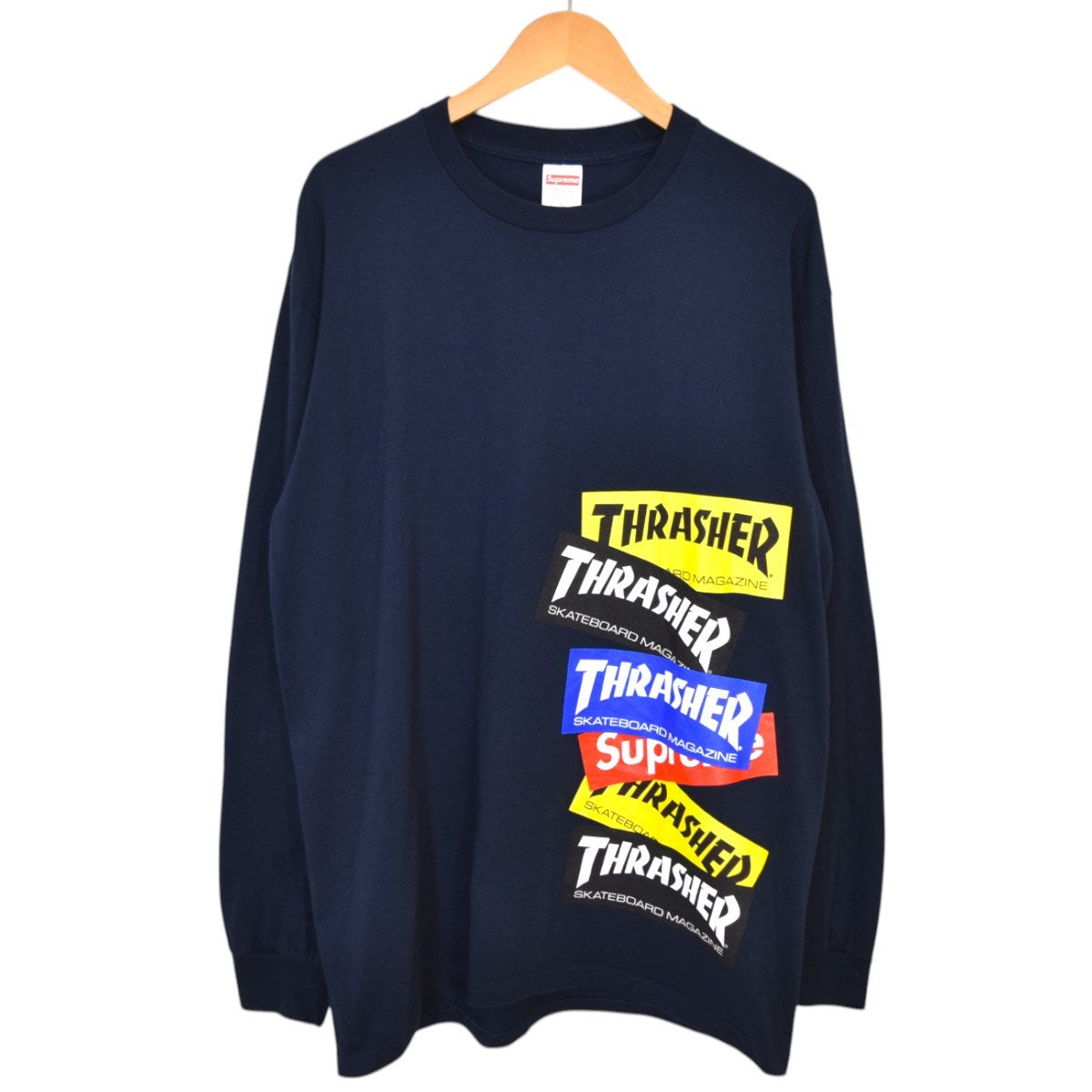 Supreme Thrasher ロゴ 長袖Tシャツ M ブラック Supreme×THRASHER Multi Logo L／S Teeプリントロングスリーブ