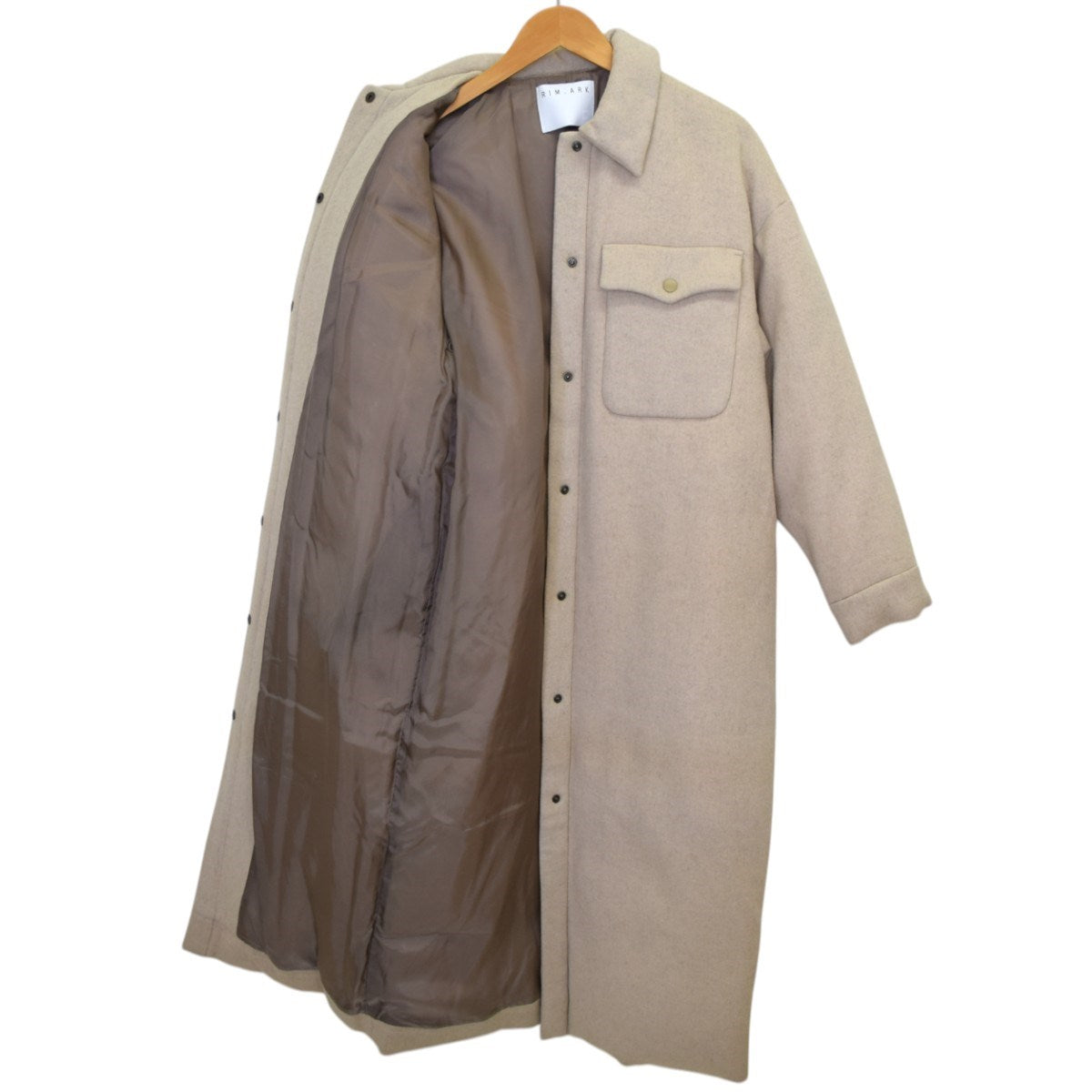 RIM.ARK/Light Melton Down CT/リムアーク/ダウンコート/460DAL30-0330/ウールアウター/マキシ丈/コクーンシルエット/36 Light melton down CT