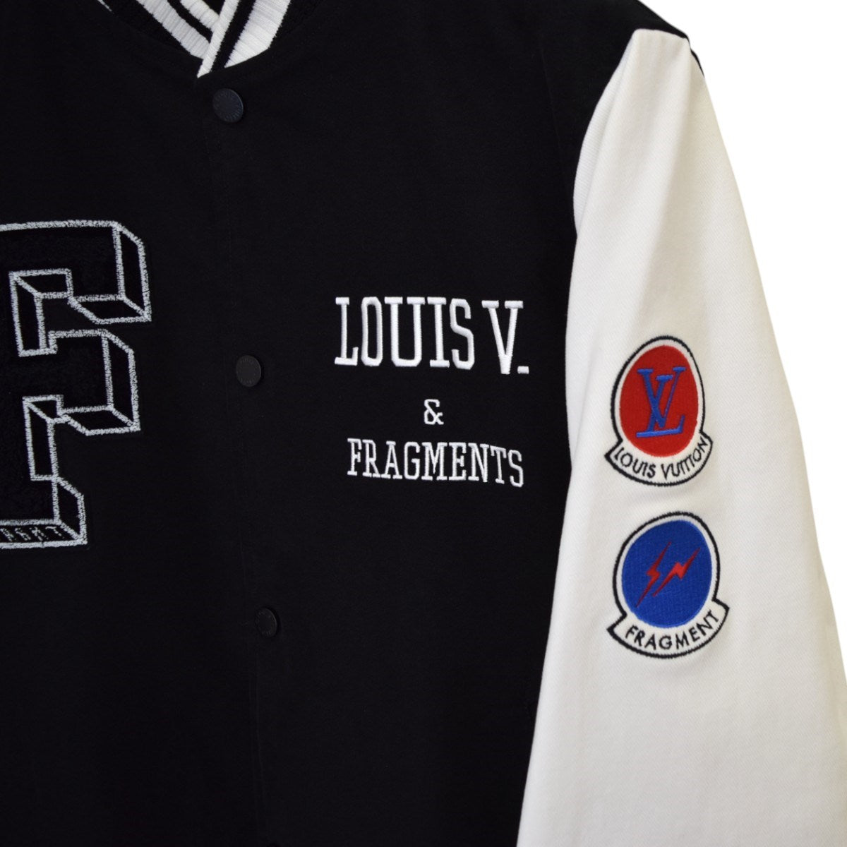 LOUIS VUITTON×FRAGMENT DESIGN ロゴ刺繍ワッペンスタジアムジャンパー