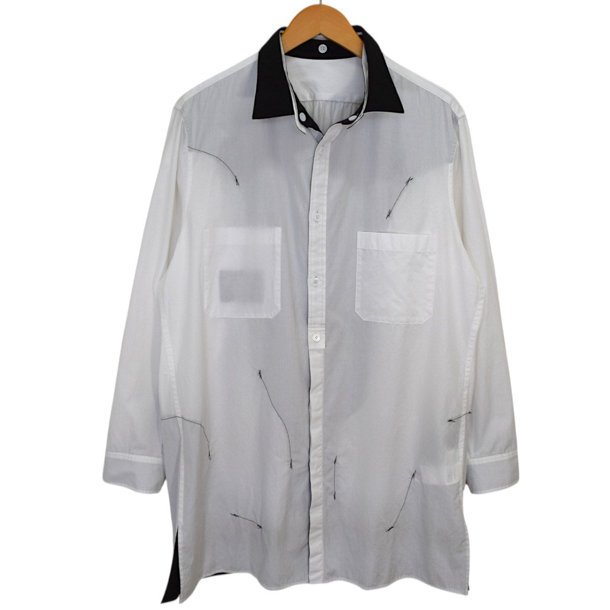 Yohji Yamamoto pour homme 白黒使いスペアカラーBリバーシブルデザインシャツ 2023AWHJ-B73-515 古着・中古-3枚目のアイテム画像