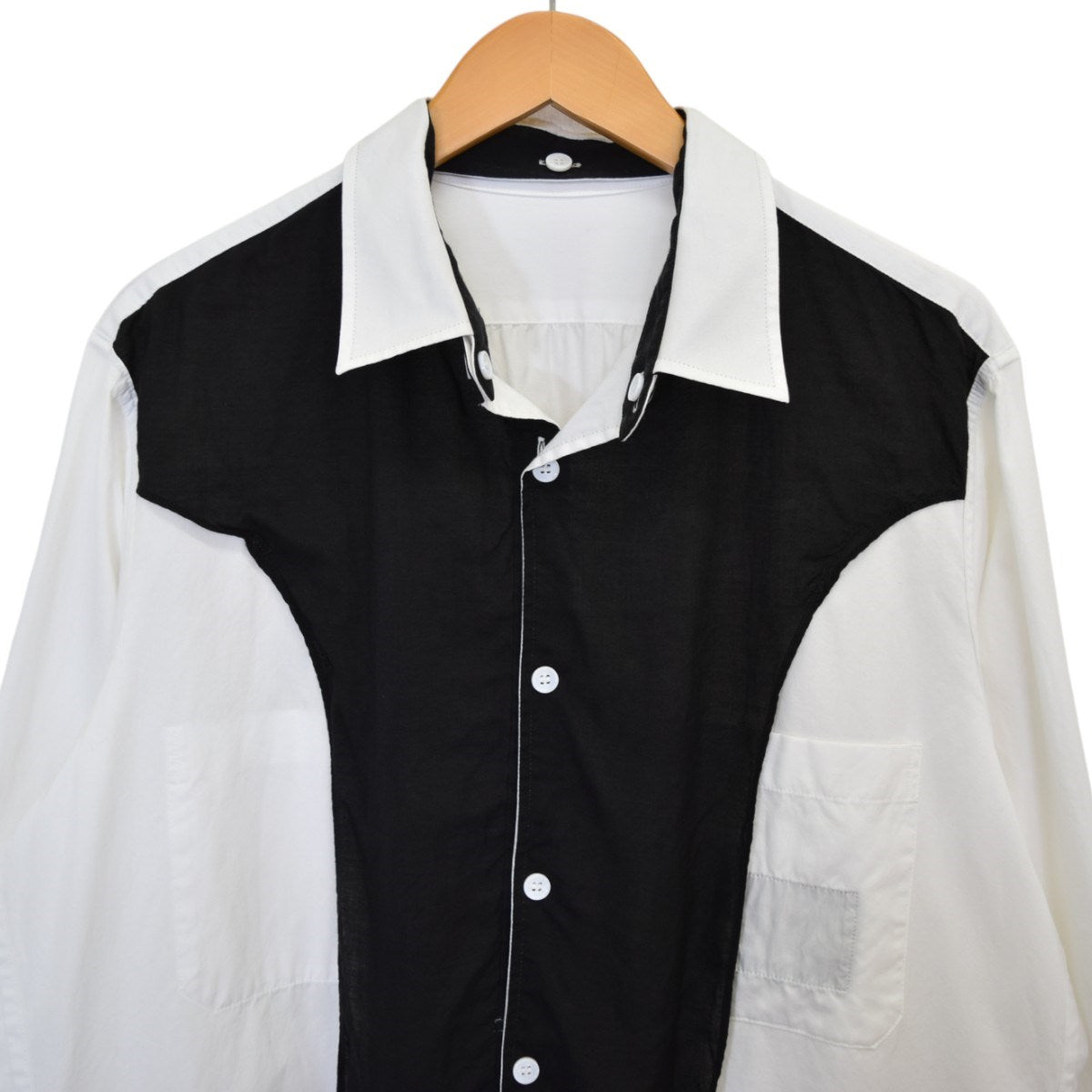 Yohji Yamamoto pour homme 白黒使いスペアカラーBリバーシブルデザインシャツ 2023AWHJ-B73-515 古着・中古-5枚目のアイテム画像