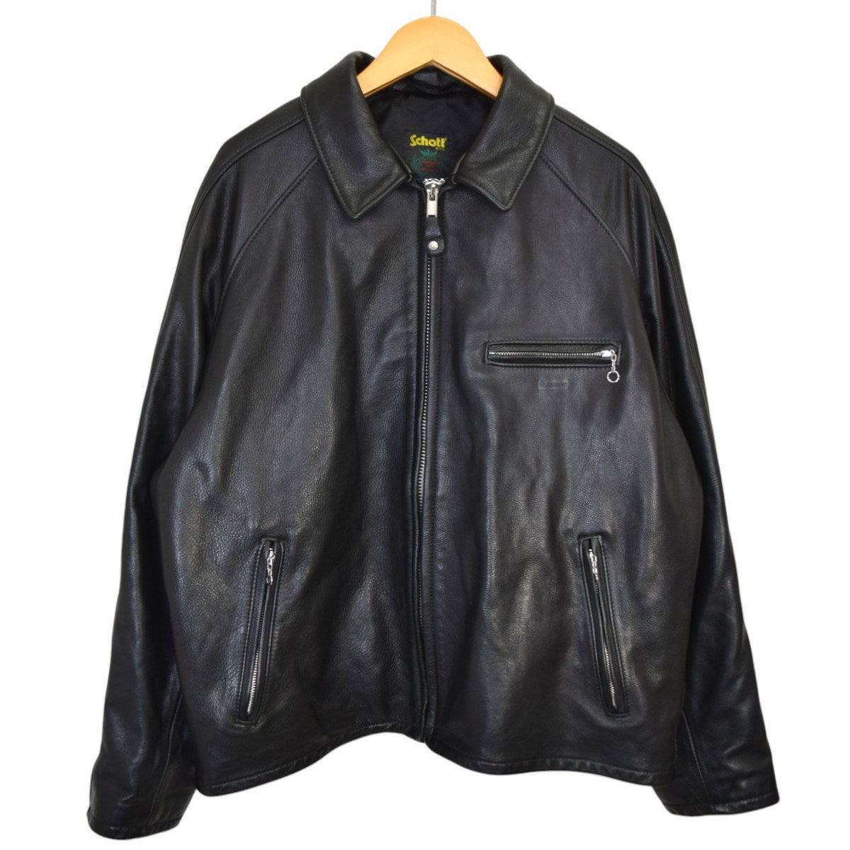 Supreme×Schott Leather Racer Jacketカウレザージャケット 2023SS 古着・中古-1枚目のアイテム画像