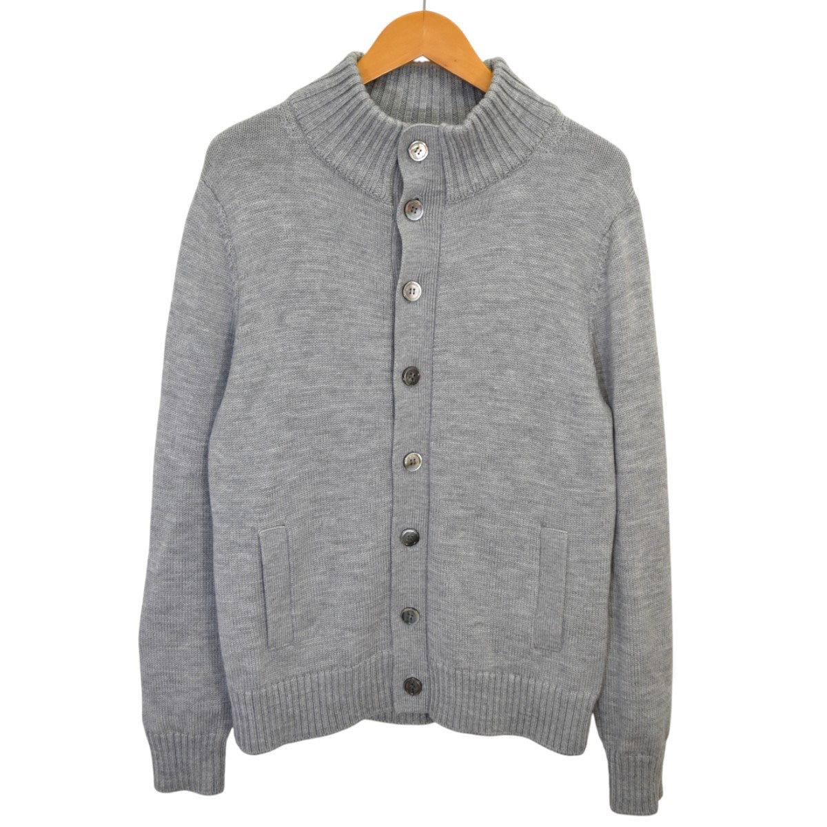 134 kamakura スタンドカラーカーディガン XLサイズ ウール 黒 鎌倉シャツ スタンドカラーカーディガン カジュアル134 ブラック 48