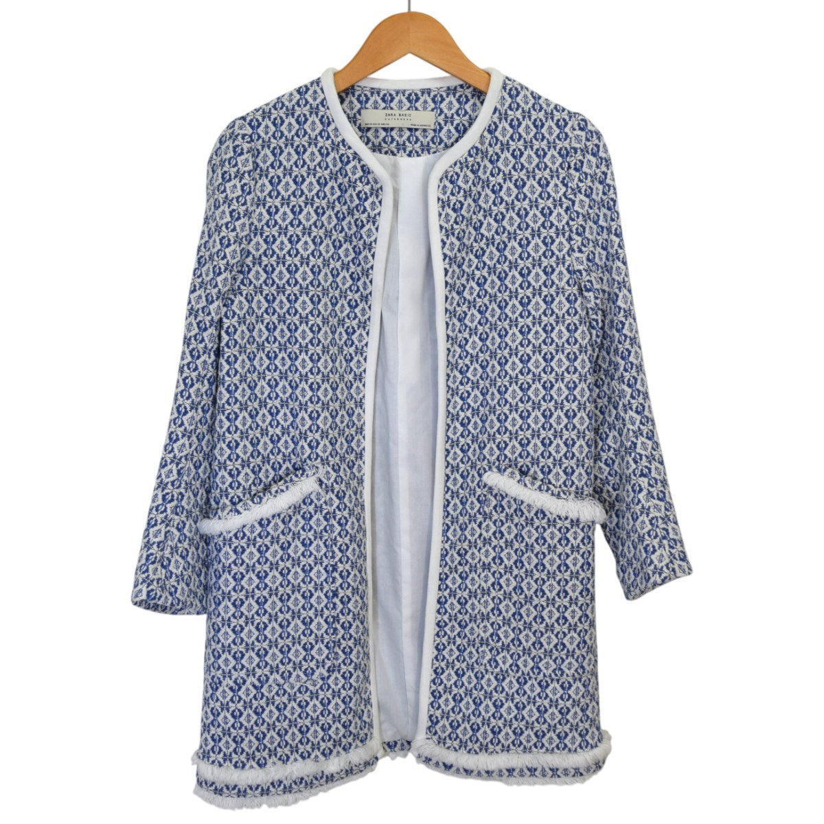 ZARA(ザラ) 千鳥格子ノーカラーコート ピンク サイズ XL｜【公式