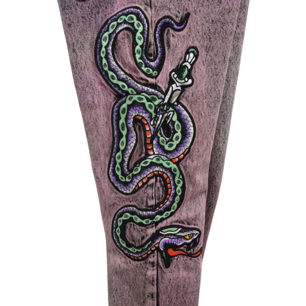 EH Green Snake Dagger Patches Denimデニムパンツ
