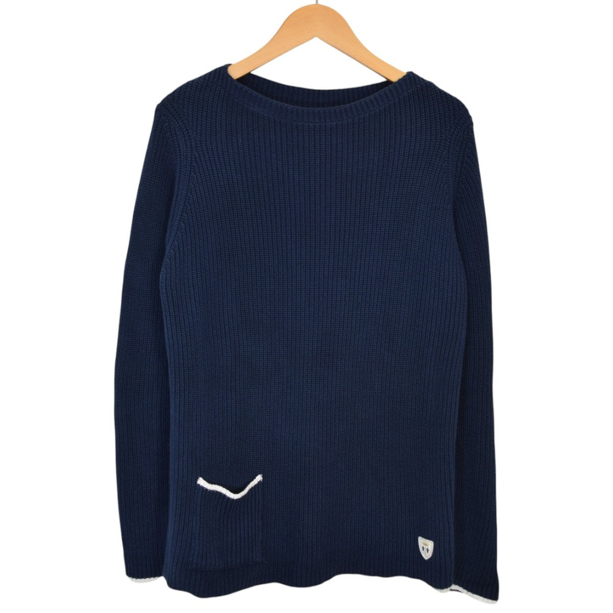BLUE BLUE ボートネックコットンニット MADE IN FRANCE 古着・中古-1枚目のアイテム画像