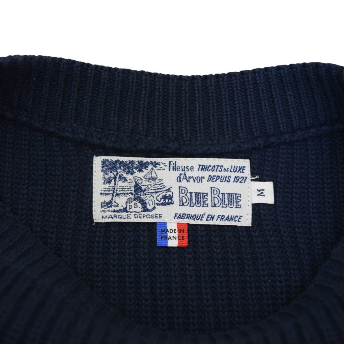 BLUE BLUE ボートネックコットンニット MADE IN FRANCE 古着・中古-8枚目のアイテム画像