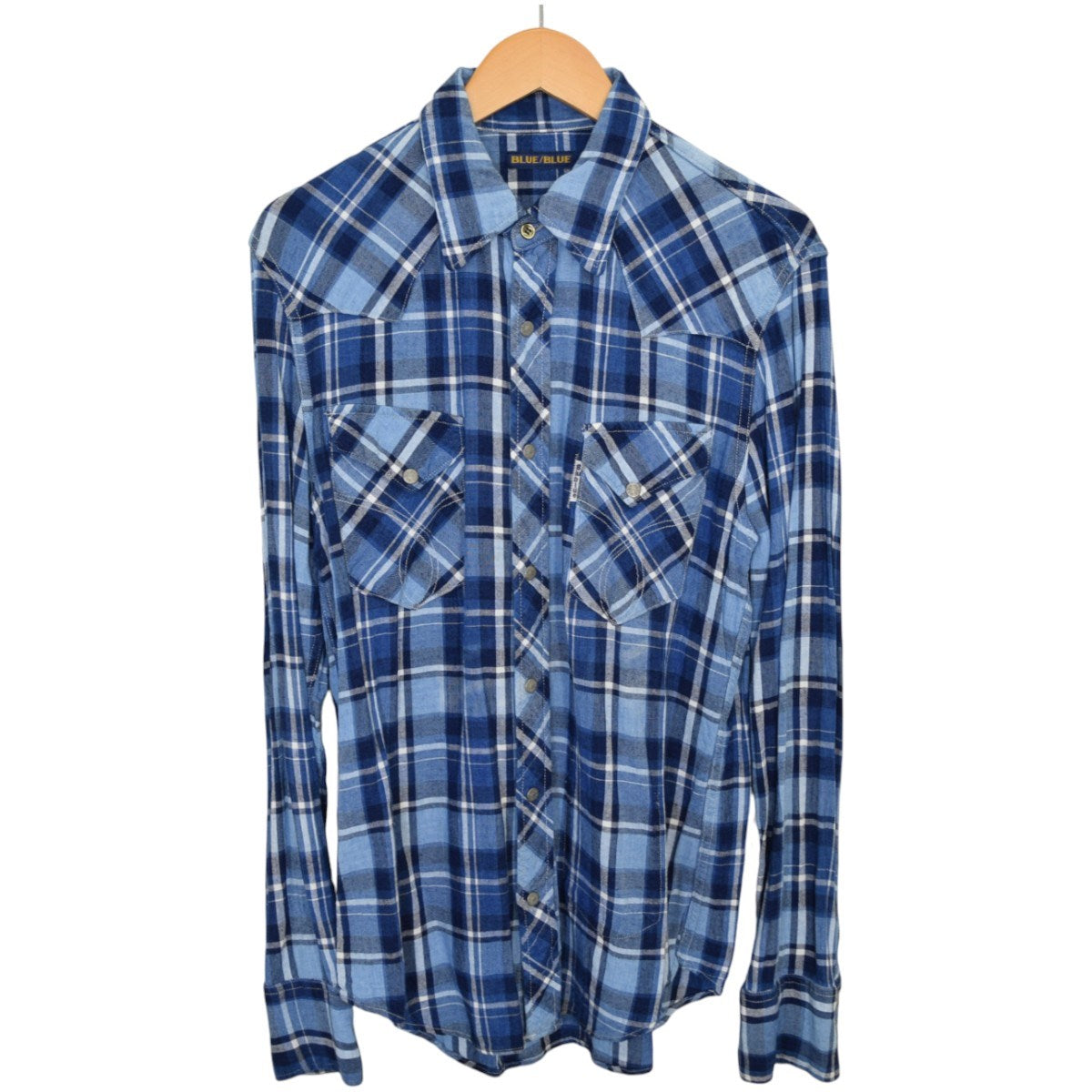 BLUE BLUE レーヨンリネンチェックウエスタンシャツ 古着・中古-1枚目のアイテム画像