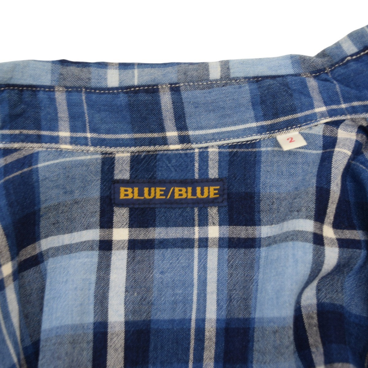 BLUE BLUE レーヨンリネンチェックウエスタンシャツ 古着・中古-6枚目のアイテム画像