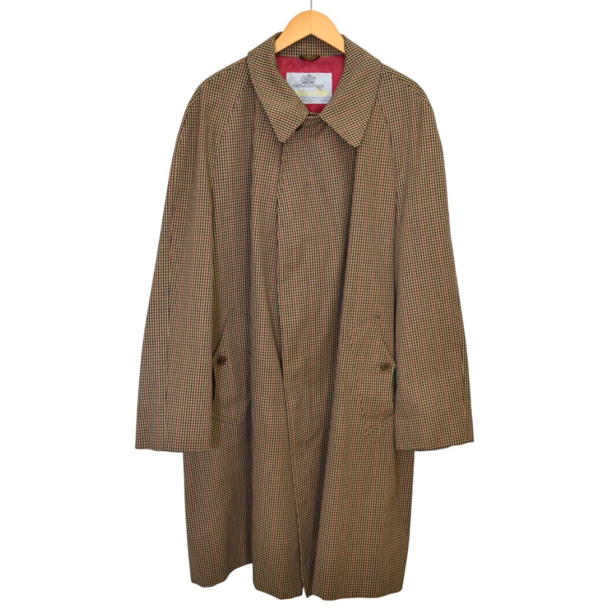 Aquascutum チェックステンカラーコート Aqua5 カナダ製 90Sヴィンテージ 古着・中古-1枚目のアイテム画像