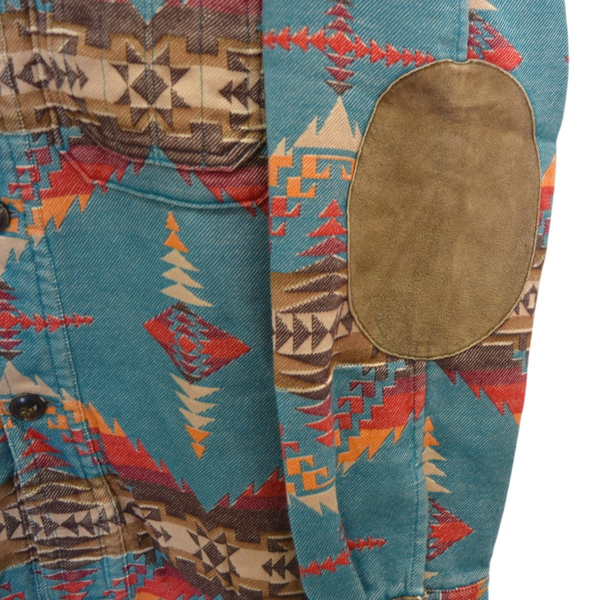 RRL NATIVE JACQUARD OVER SHIRTネイティブ柄エルボーパッチシャツ 古着・中古-4枚目のアイテム画像