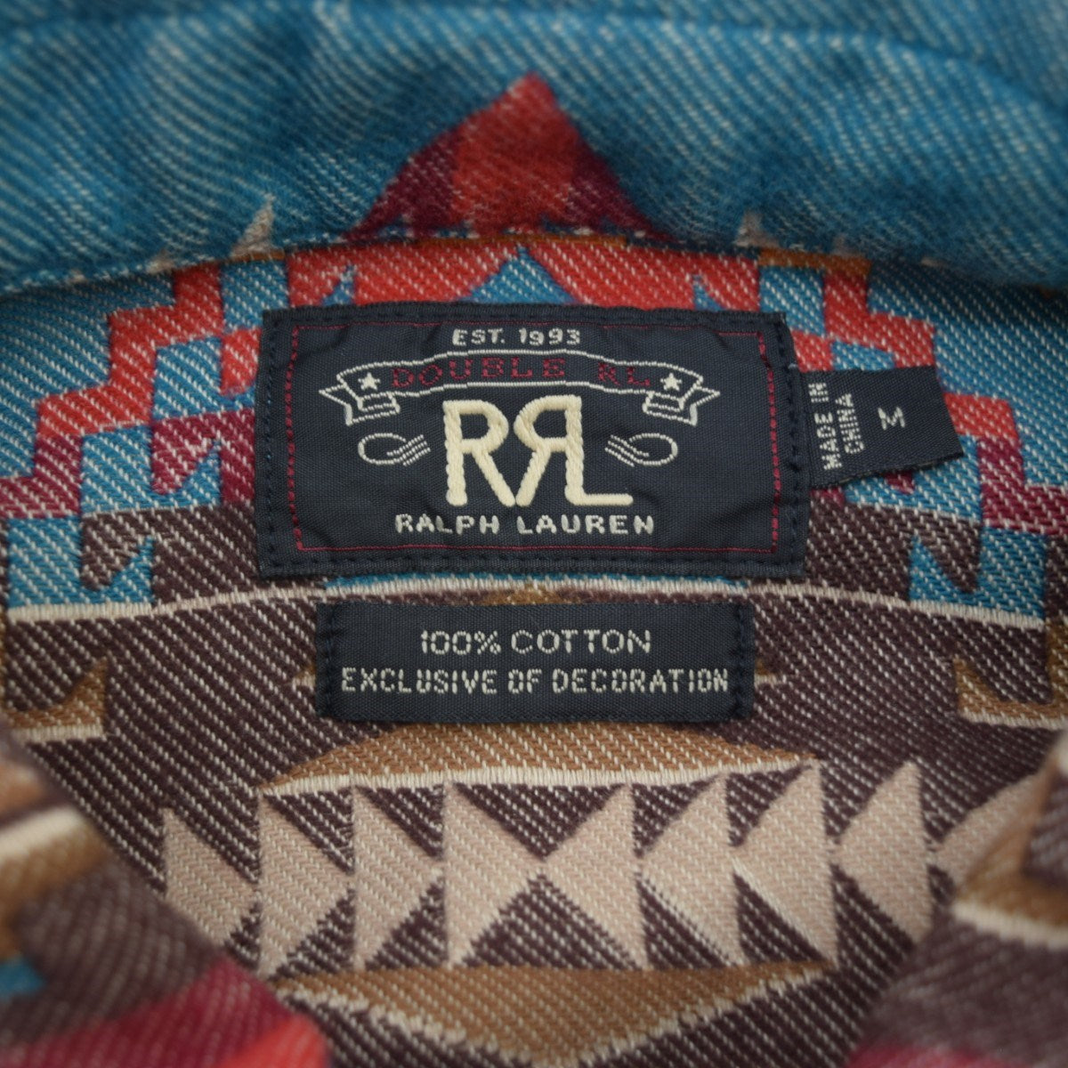 RRL NATIVE JACQUARD OVER SHIRTネイティブ柄エルボーパッチシャツ 古着・中古-6枚目のアイテム画像