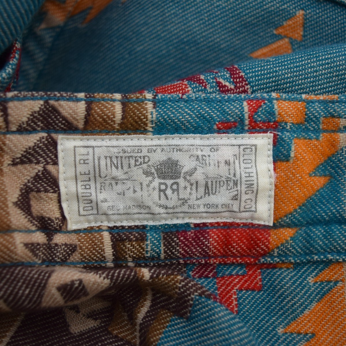 RRL NATIVE JACQUARD OVER SHIRTネイティブ柄エルボーパッチシャツ 古着・中古-7枚目のアイテム画像