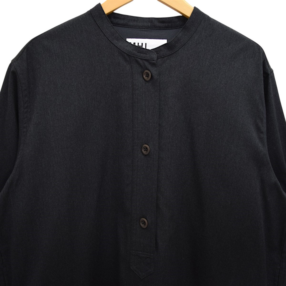 MHL COTTON WOOL TWILL OPコットンウールバンドカラーワンピース 古着・中古-3枚目のアイテム画像