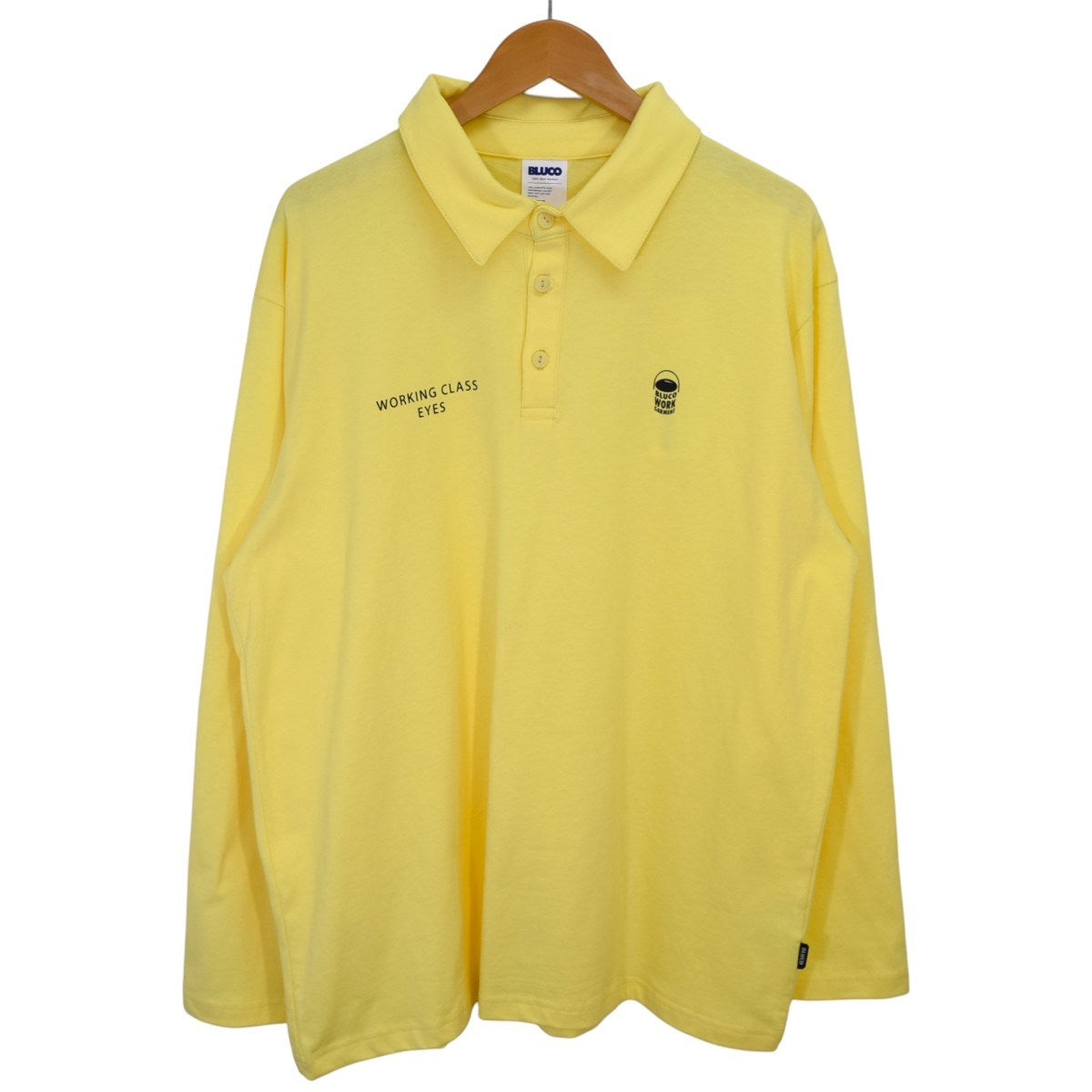 BLUCO WORK GARMENT HEAVY DRY COTTON POLO NECK L／S TEEポロシャツ155-12-013 古着・中古-1枚目のアイテム画像