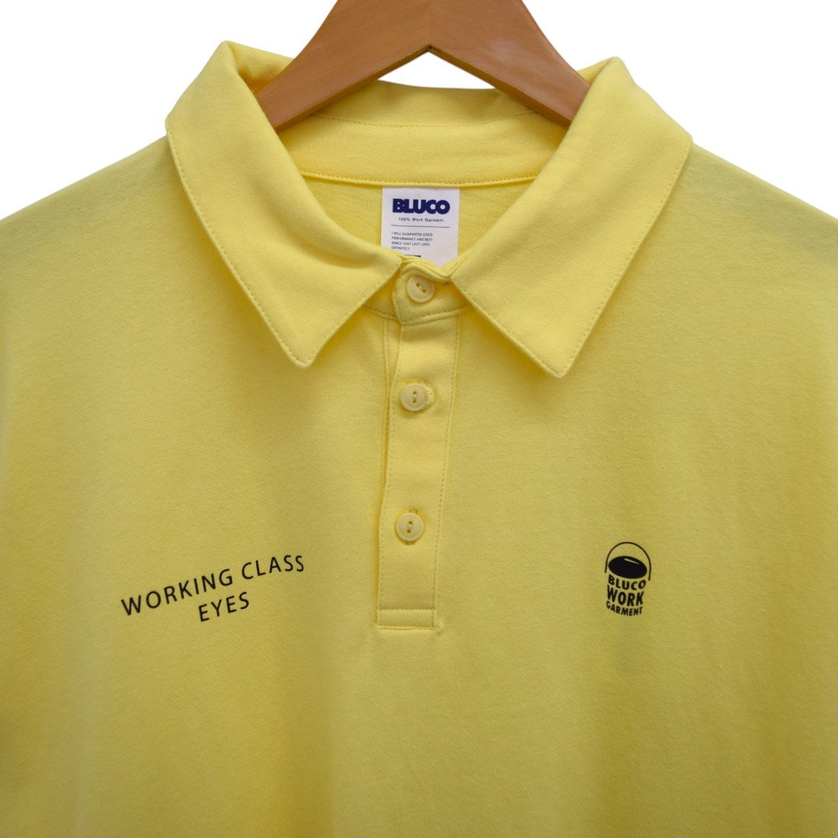 BLUCO WORK GARMENT HEAVY DRY COTTON POLO NECK L／S TEEポロシャツ155-12-013 古着・中古-3枚目のアイテム画像