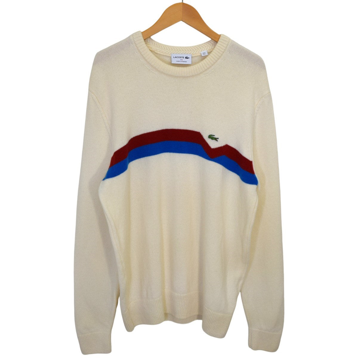 LACOSTE メイド・イン・フランス フロントボーダーセーターAH6812 古着・中古-1枚目のアイテム画像