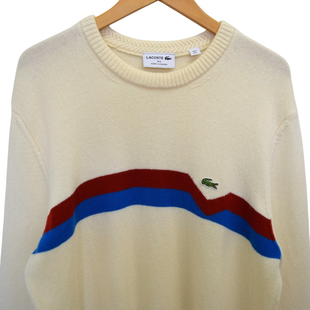 LACOSTE メイド・イン・フランス フロントボーダーセーターAH6812 古着・中古-3枚目のアイテム画像