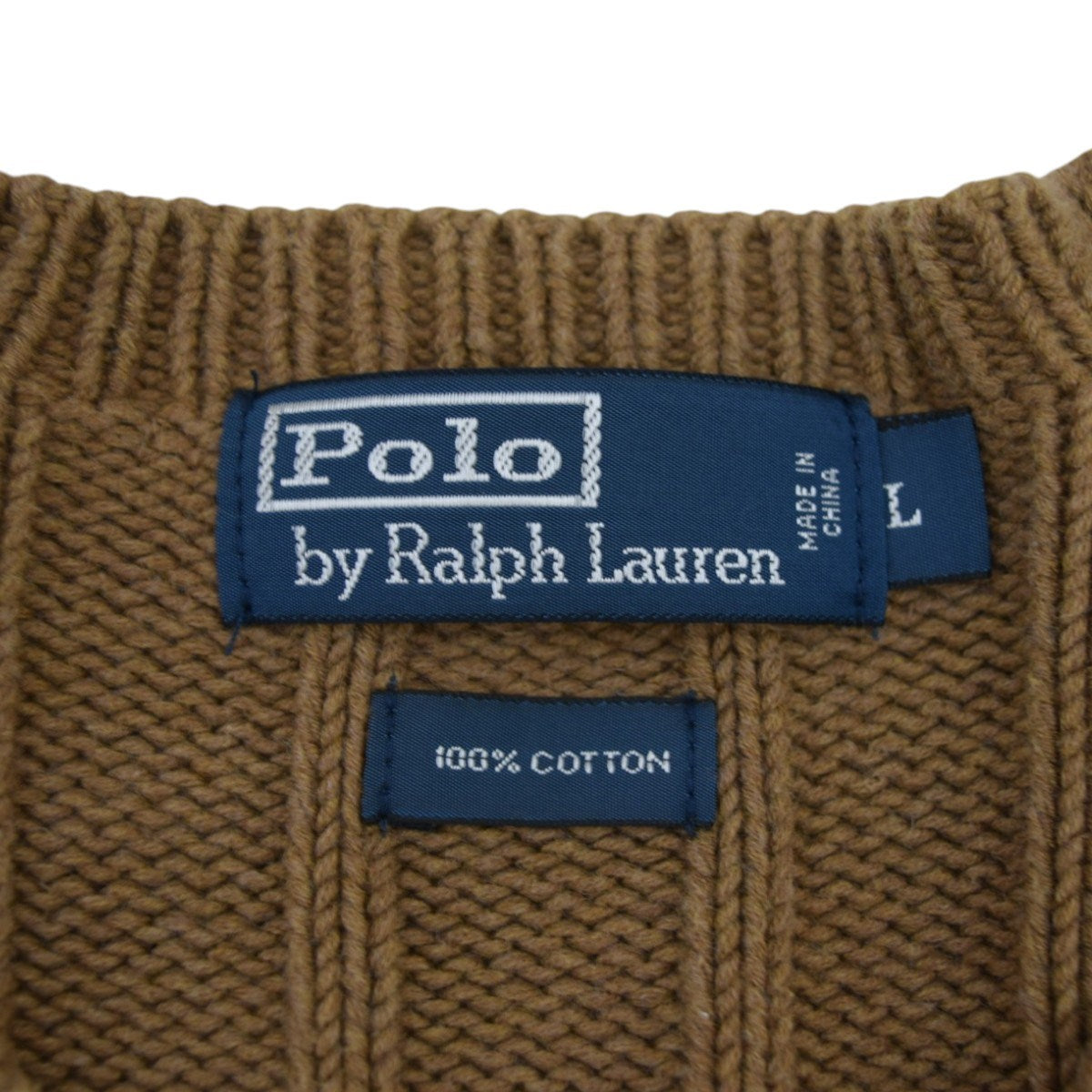 POLO RALPH LAUREN エルボーパッチVネックコットンニット 古着・中古-5枚目のアイテム画像