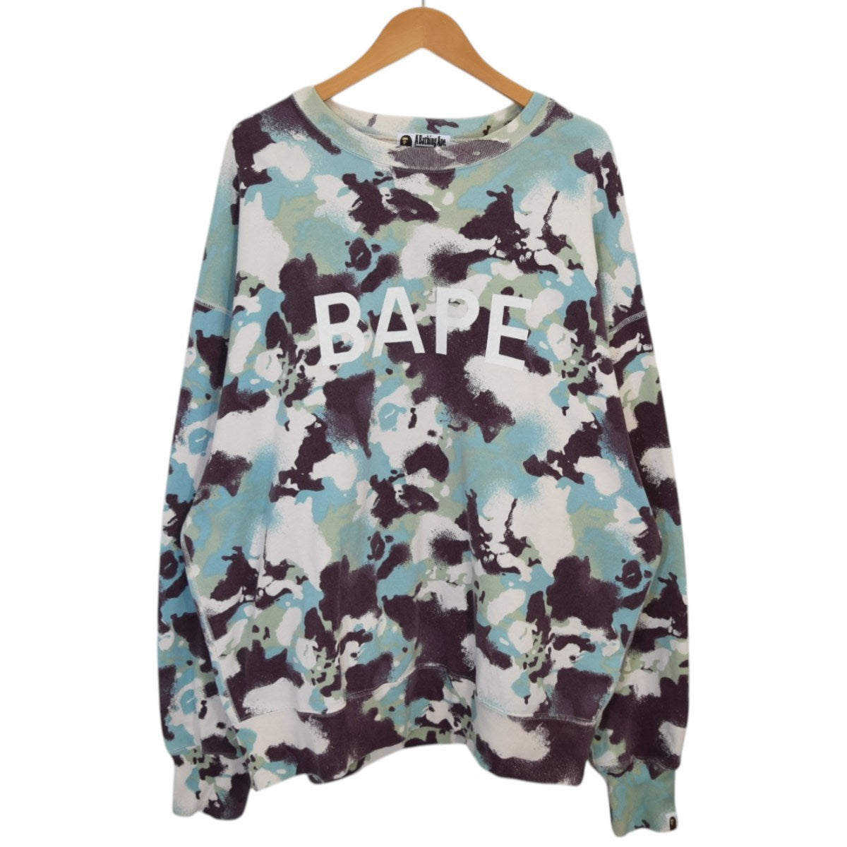 A BATHING APE MAP CAMO CREWNECK RELAXED FIT SWEATSHIRTクルーネックスウェット001SWL301001M 古着・中古-1枚目のアイテム画像