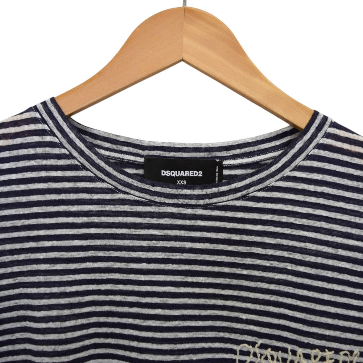 DSQUARED2 NAVY BLUE T-shirt capsule Summer Loversリネン ボーダーTシャツ 2025SSS73GC0296 古着・中古-3枚目のアイテム画像