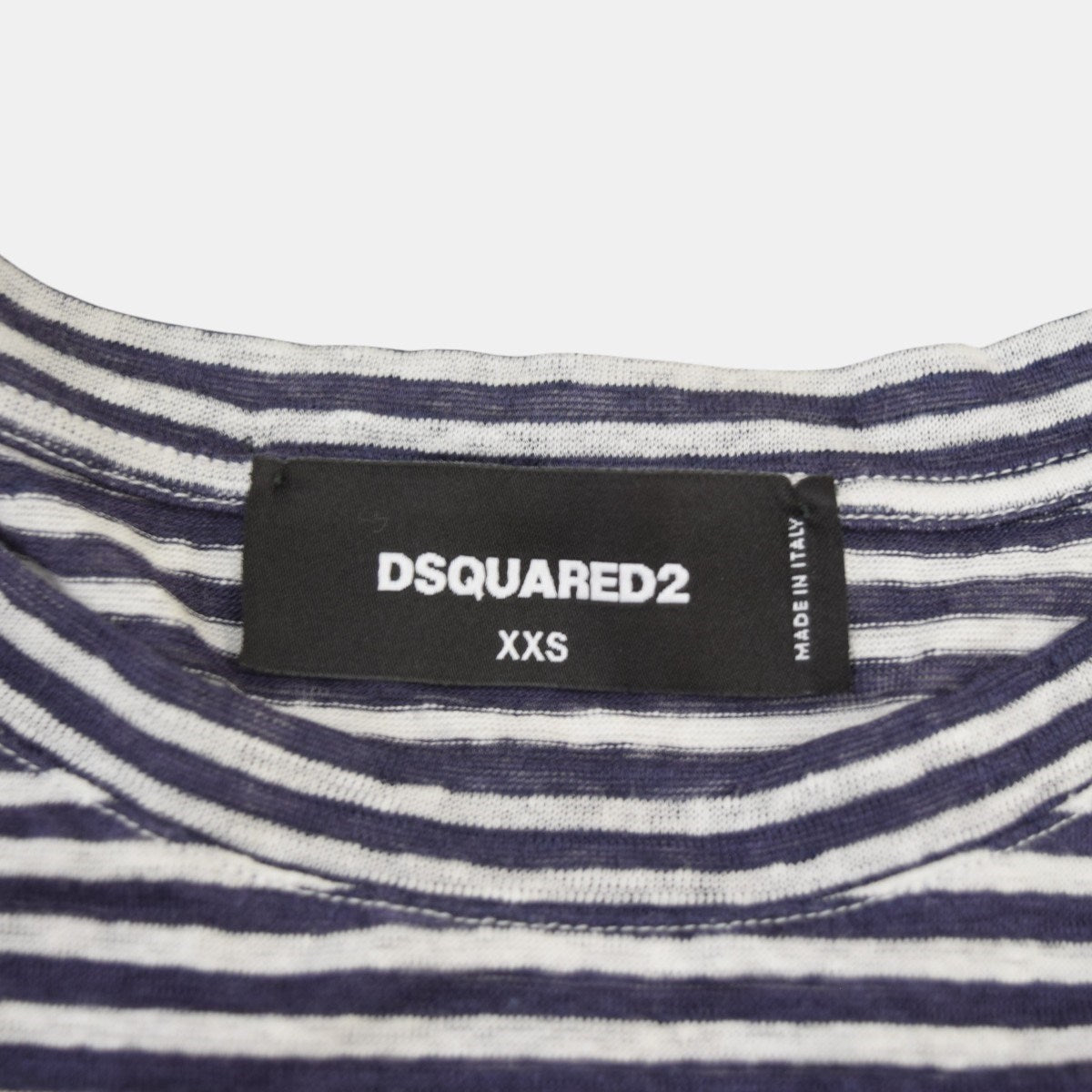 DSQUARED2 NAVY BLUE T-shirt capsule Summer Loversリネン ボーダーTシャツ 2025SSS73GC0296 古着・中古-5枚目のアイテム画像