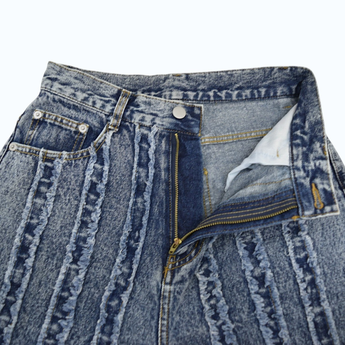 ：ETHR OF FRINGE LINE WIDE DENIMワイドデニムパンツ 古着・中古-3枚目のアイテム画像